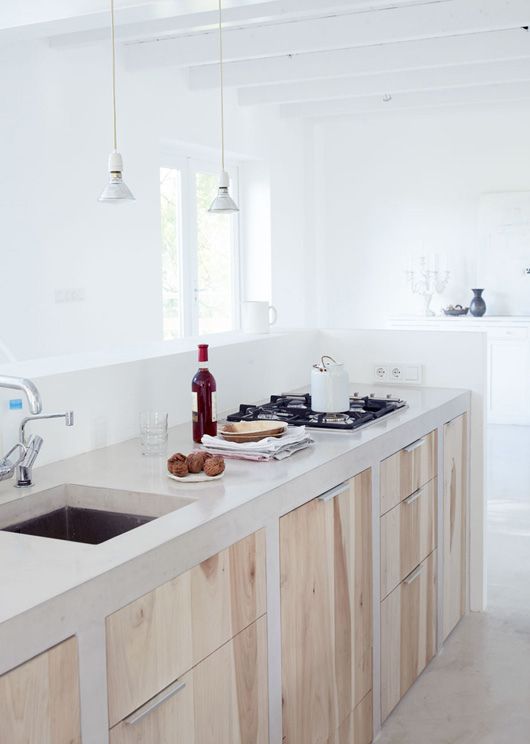 Combine Light Wood Cabinets with Metal Trim