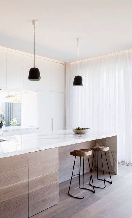 Minimalist Stools Complement Marble Island