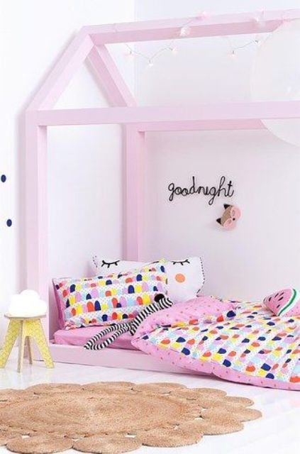 Pink House Bed Frame Adds Whimsical Structure