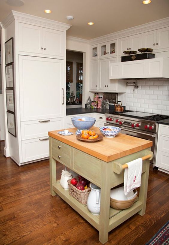 Keep Towels Handy on a Sage Green Island