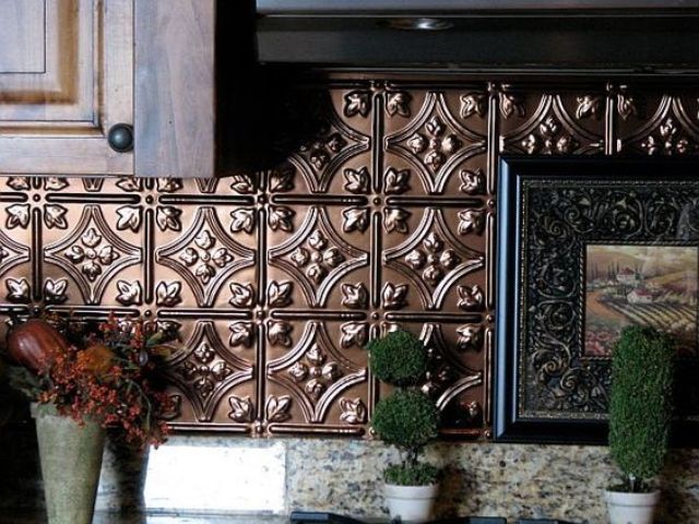 Ornate Copper Tiles Add Dimensional Detail To Walls