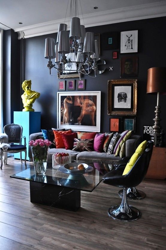 Gallery Wall With Contrasting Frames Adds Eclectic Charm
