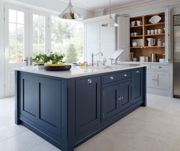 Open Cabinetry for Displaying White Dishware and Pitchers