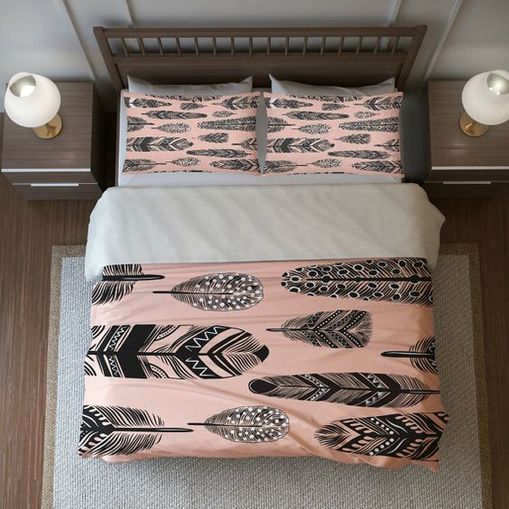 Feather Print Duvet Adds a Whimsical Boho Touch