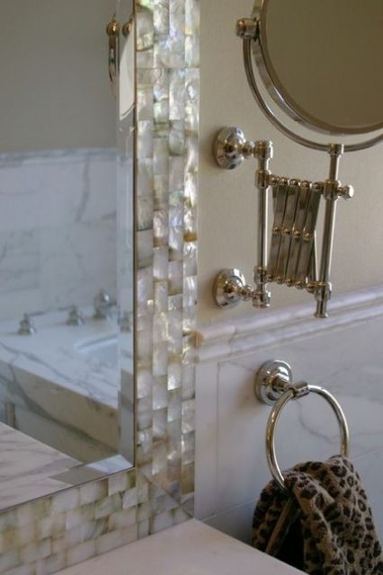 Mother of Pearl Tile Borders Add Iridescent Shine