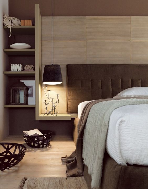 Dark Fabric Pendant Creates Cozy Texture