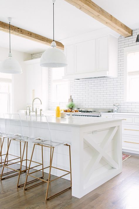Maintain Lightness with Clear Bar Stools at the Kitchen Island