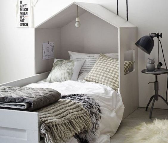 White House Bed Frame Creates a Cozy Nook