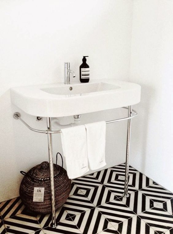 Metal Towel Bar Under Sink Holds White Hand Towels