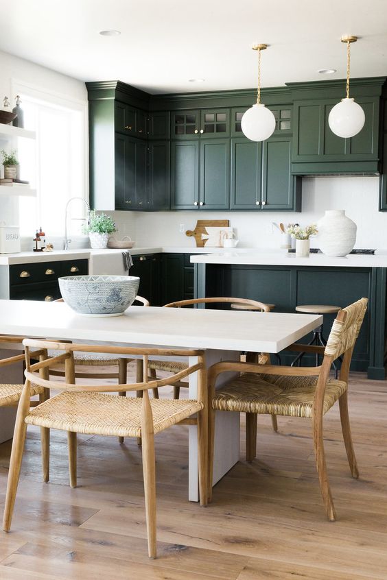 Natural Wood Chairs Add Woven Texture Around a Table