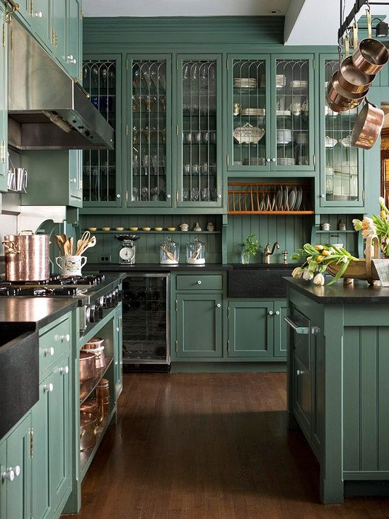 Glass-Fronted Cabinets With Decorative Grilles Add Old-World Charm