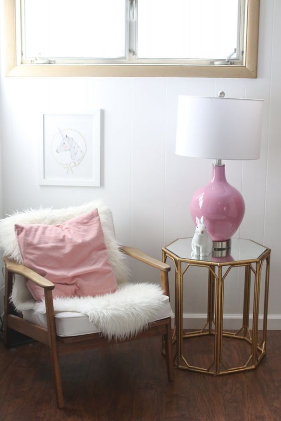 Place an Octagonal Gold Side Table With Mirrored Top
