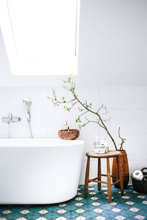 Wooden Stool for Bath Essentials and Natural Branch