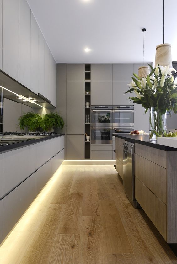Recessed Toe Kick Lighting for Ambiance