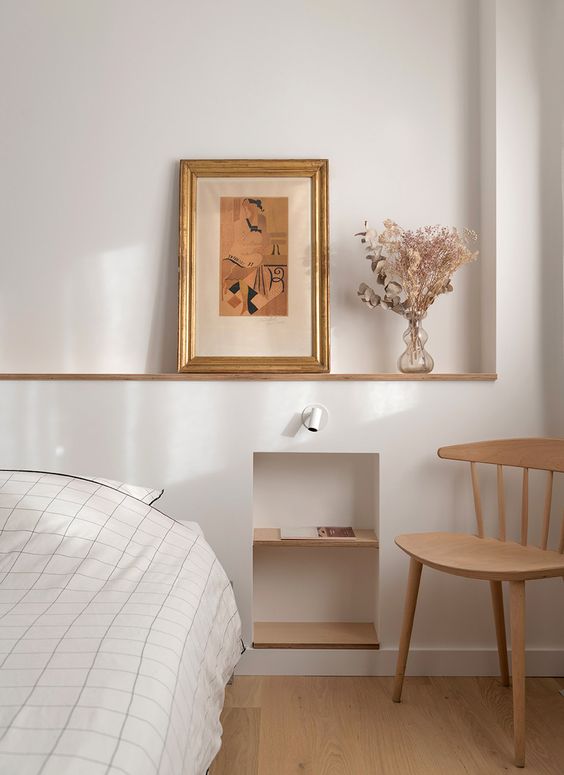 Narrow Recessed Shelf for Displaying Small Books and Decor