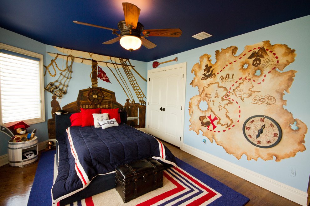 Ship's Wheel Headboard Creates a Nautical Focal Point