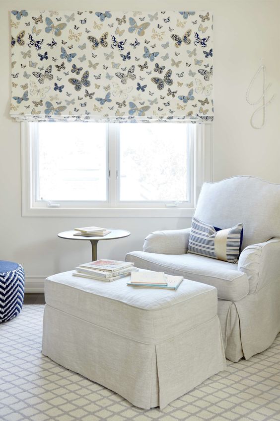 Roman Shade With Butterflies Adds Whimsical Pattern
