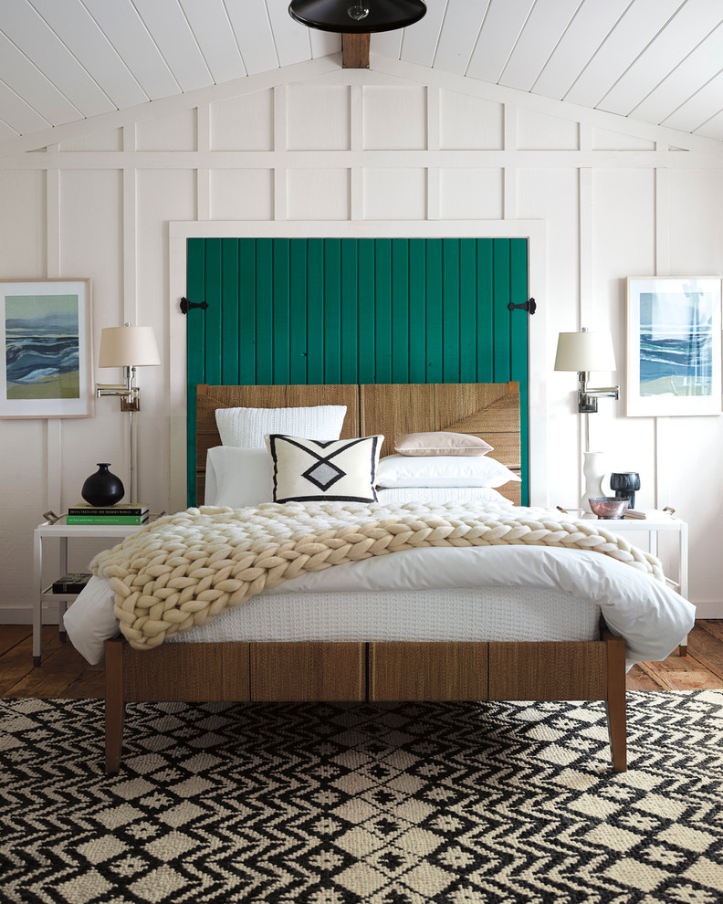 Deep Teal Headboard Adds Bold Color Behind the Bed