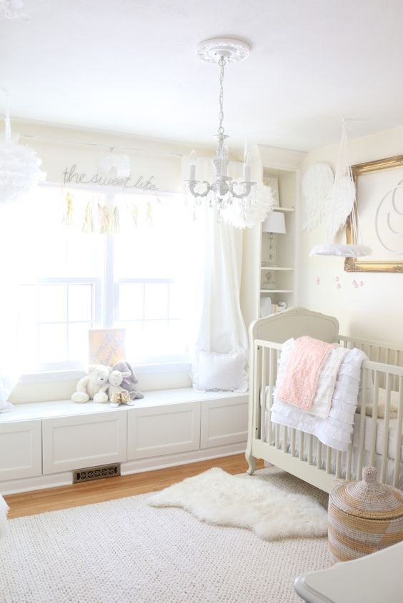 White Built-In Bench With Storage Below