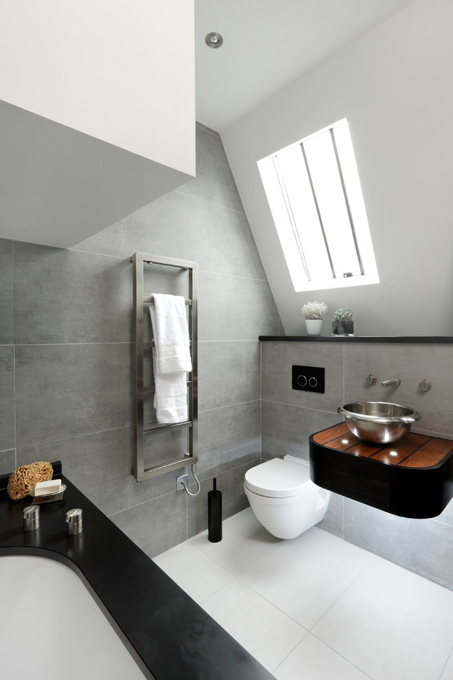 Floating Vanity with Wood Top Adds Warmth