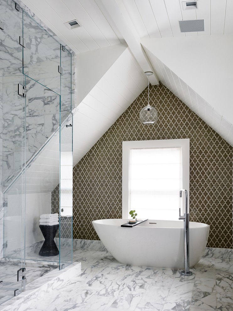Patterned Wallpaper Creates a Cozy Focal Point