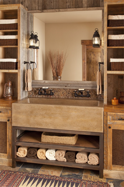 Concrete Trough Sink With Open Shelving Below