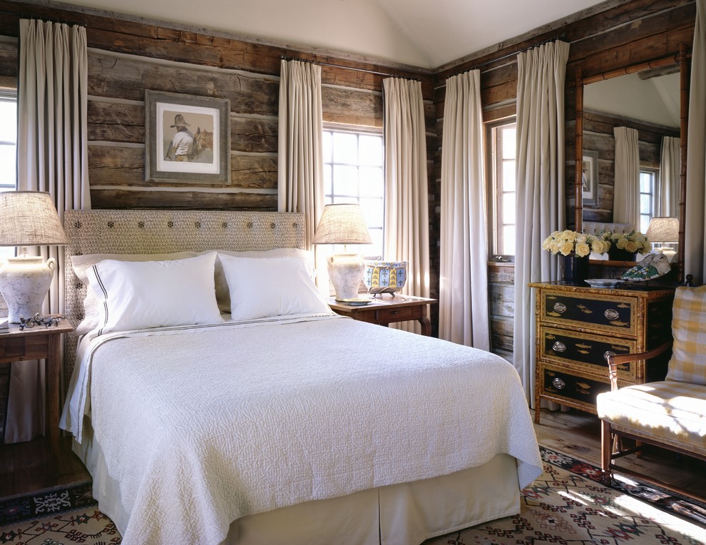 Soften Log Walls with a Textured Headboard