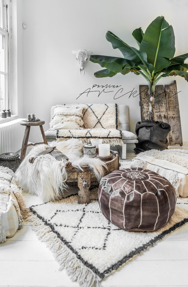 Moroccan Pouf Adds Textured Seating and Earthy Tone