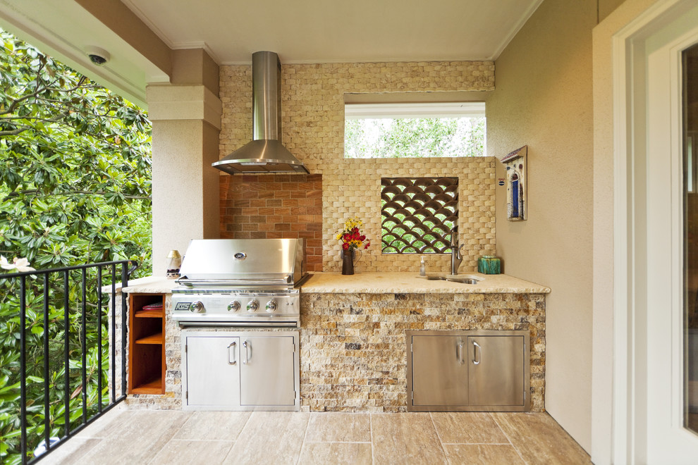Stone Tile Base With Integrated Stainless Steel Storage Cabinets