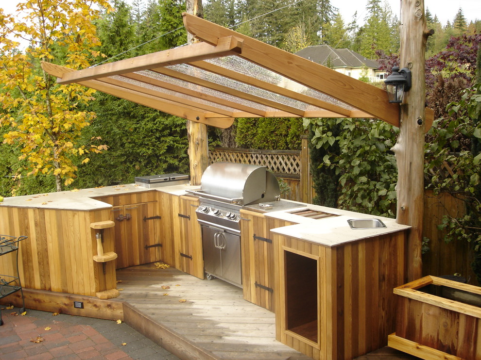 Wooden Pergola With Translucent Roof Offers Shelter