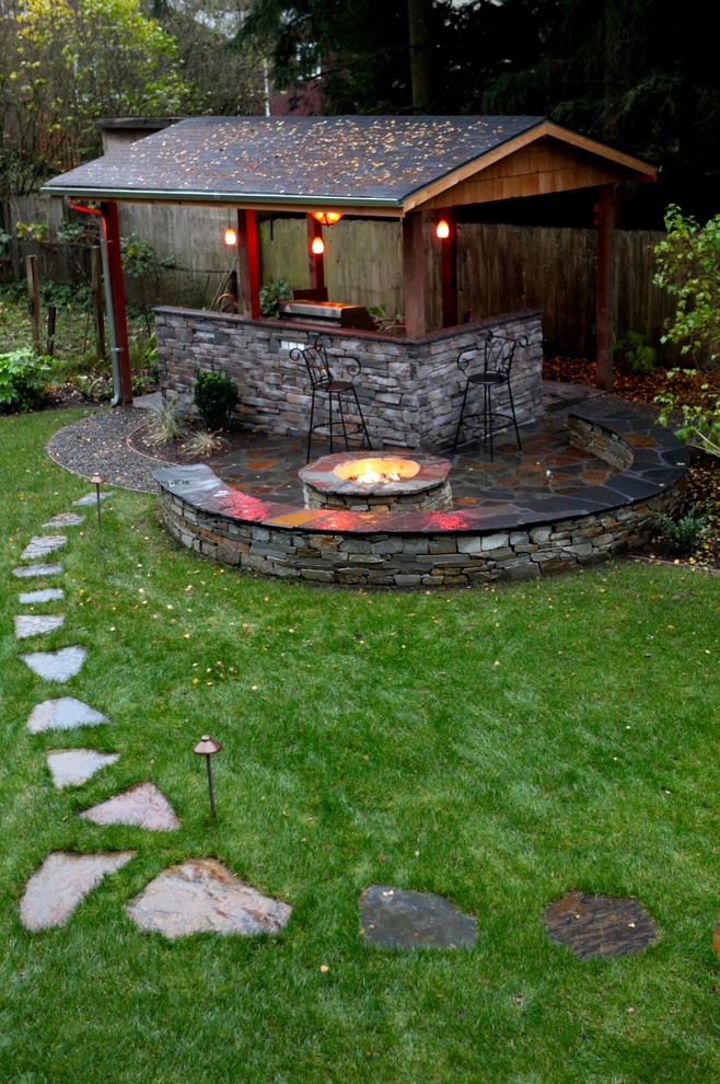 Stone Fire Pit With Integrated LED Lighting