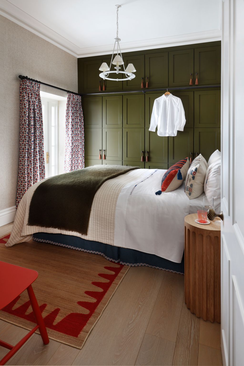 Green Built-In Wardrobes With Tassel Pulls