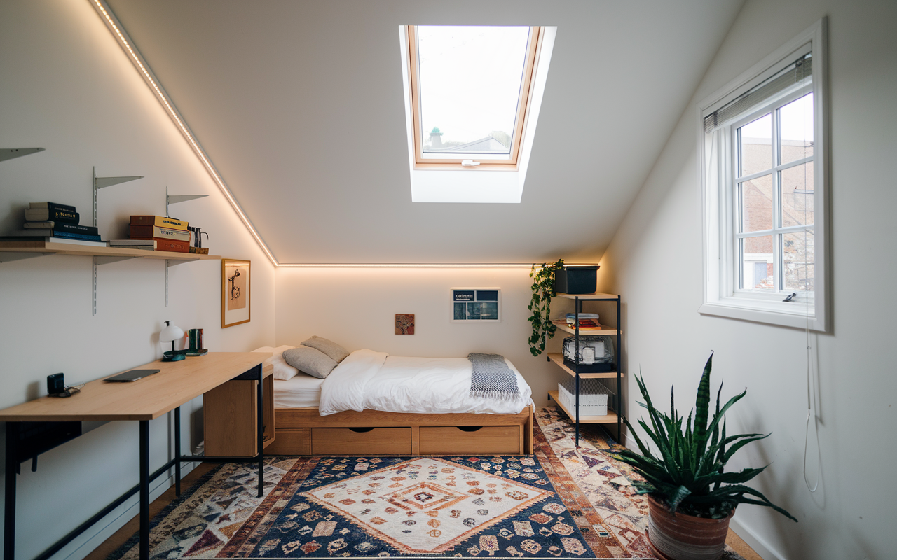 Wooden Bed Frame with Integrated Drawers for Discreet Storage
