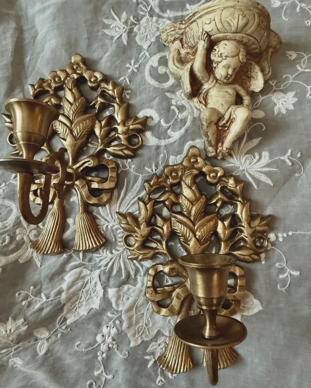 Ornate Brass Sconces Add Vintage Flair to Walls