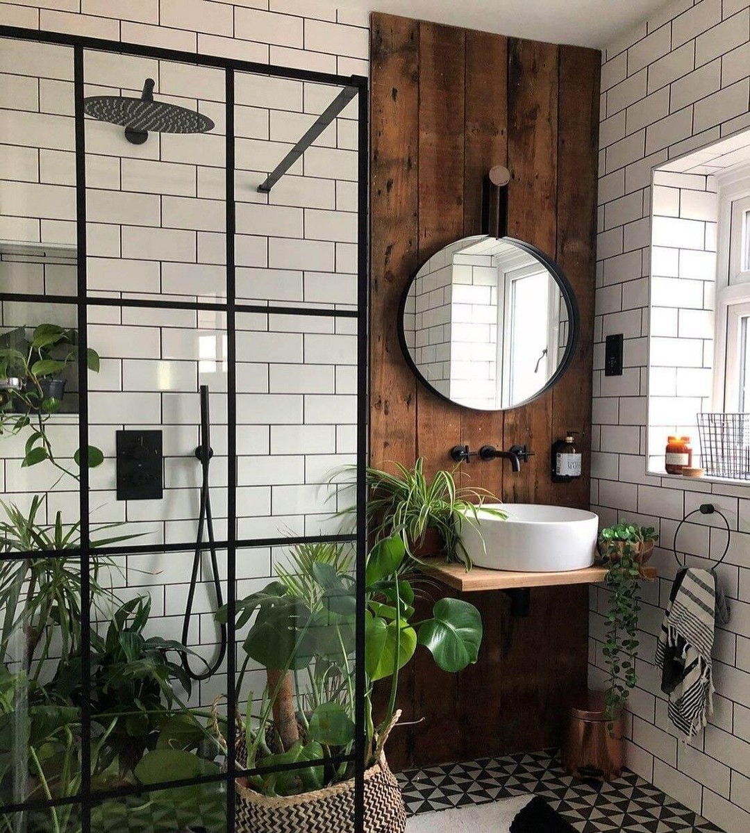 Wood Accent Wall With Floating Shelf for a Modern Vanity
