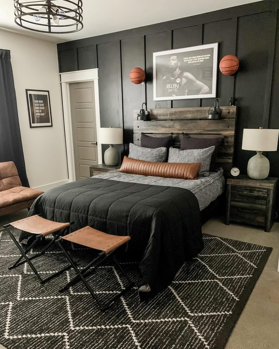 Basketballs Mounted Above the Bed Frame