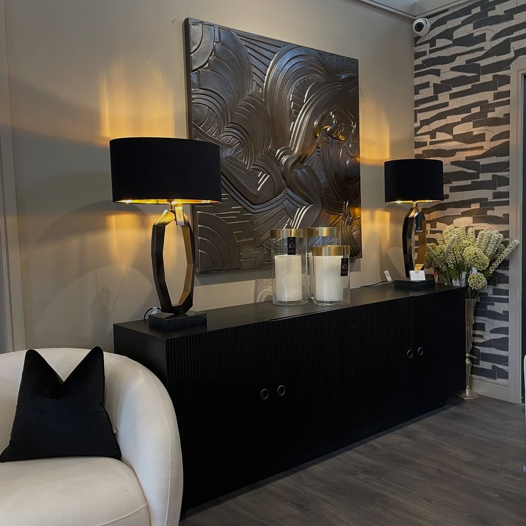 Sculptural Wall Art Adds Dramatic Focal Point Above Sideboard