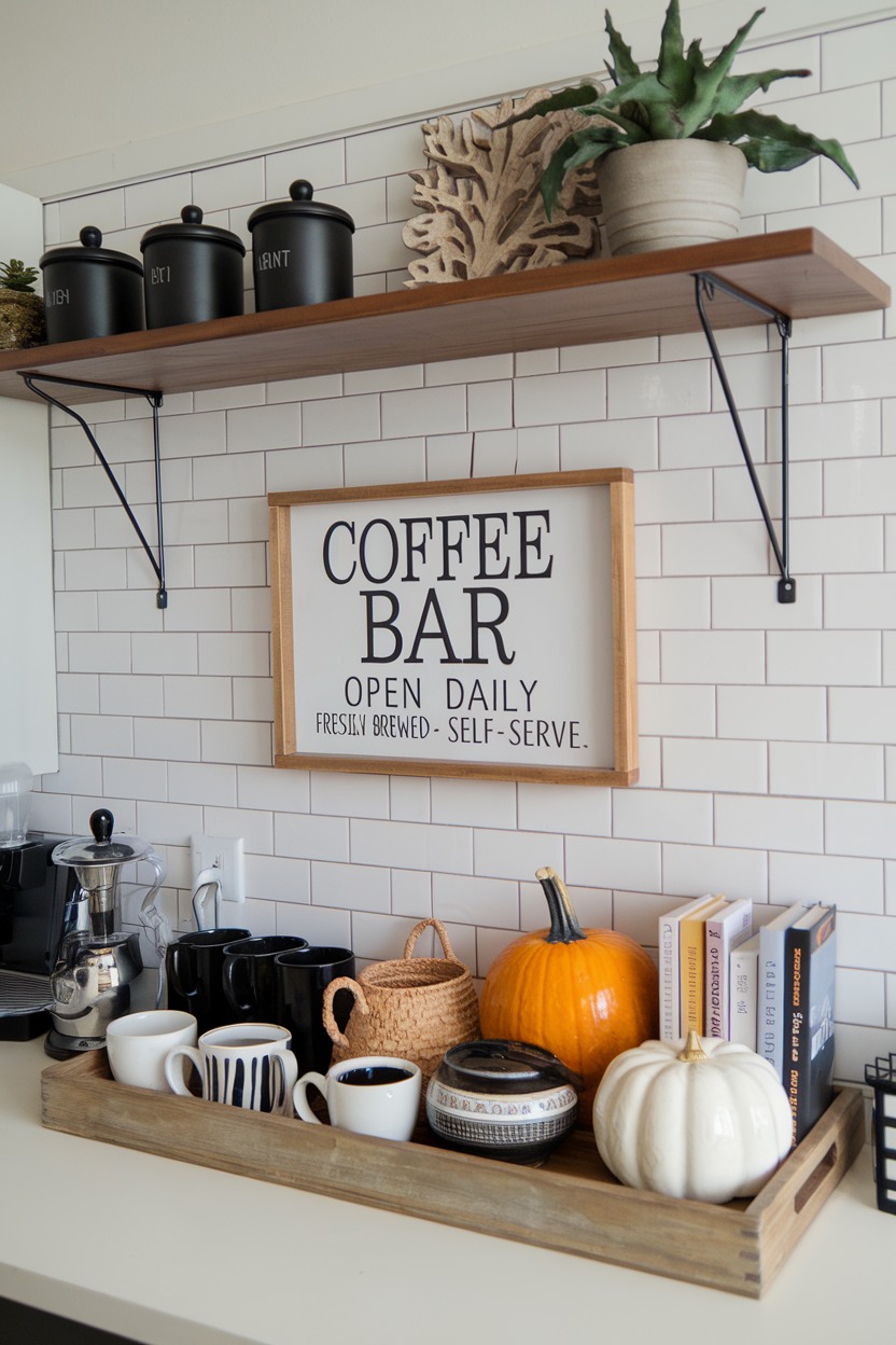 Wooden Tray for Seasonal Coffee Bar Decor