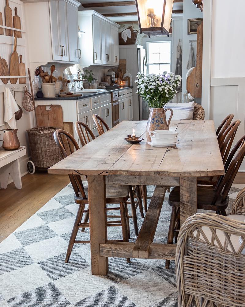 Rustic Farmhouse Table with Natural Wood Finish