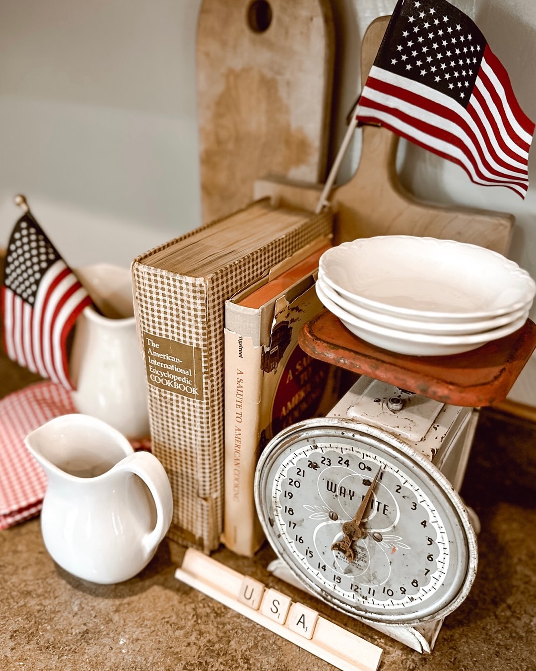 Vintage Kitchen Scale Adds Patriotic Charm With Small Flags