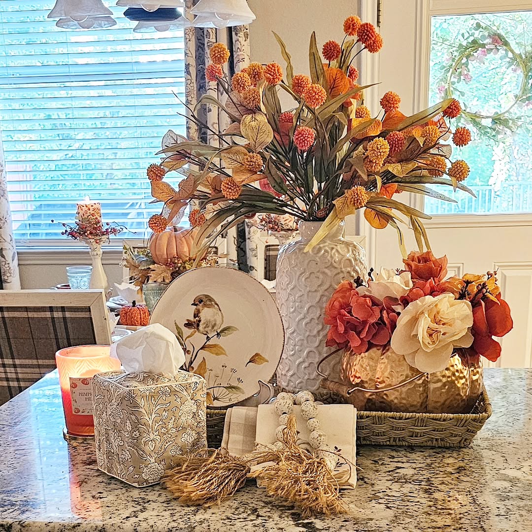 Anchor an Autumn Arrangement in a Textured White Vase