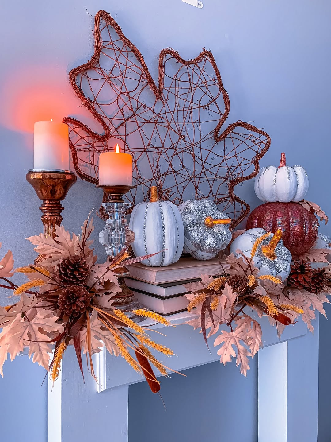 Layer a Wire Leaf Backdrop for a Textured Autumn Vignette