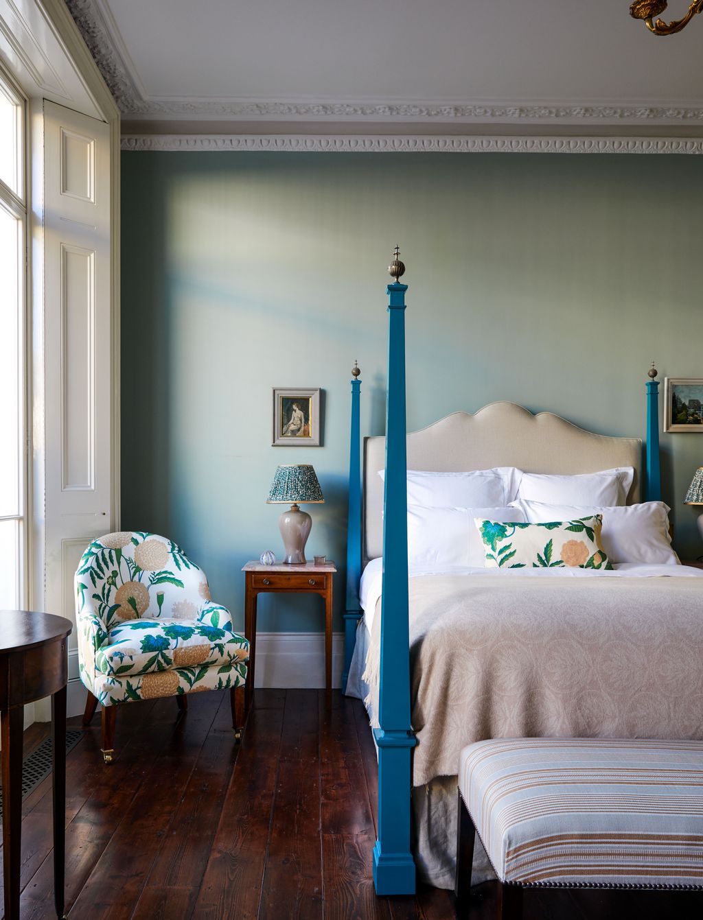 Anchor Your Room With a Bold Blue Four-Poster Bed
