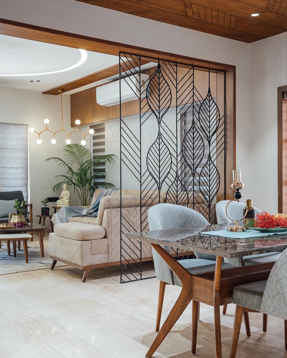 Leaf Motif Metal Screen Adds Organic Division