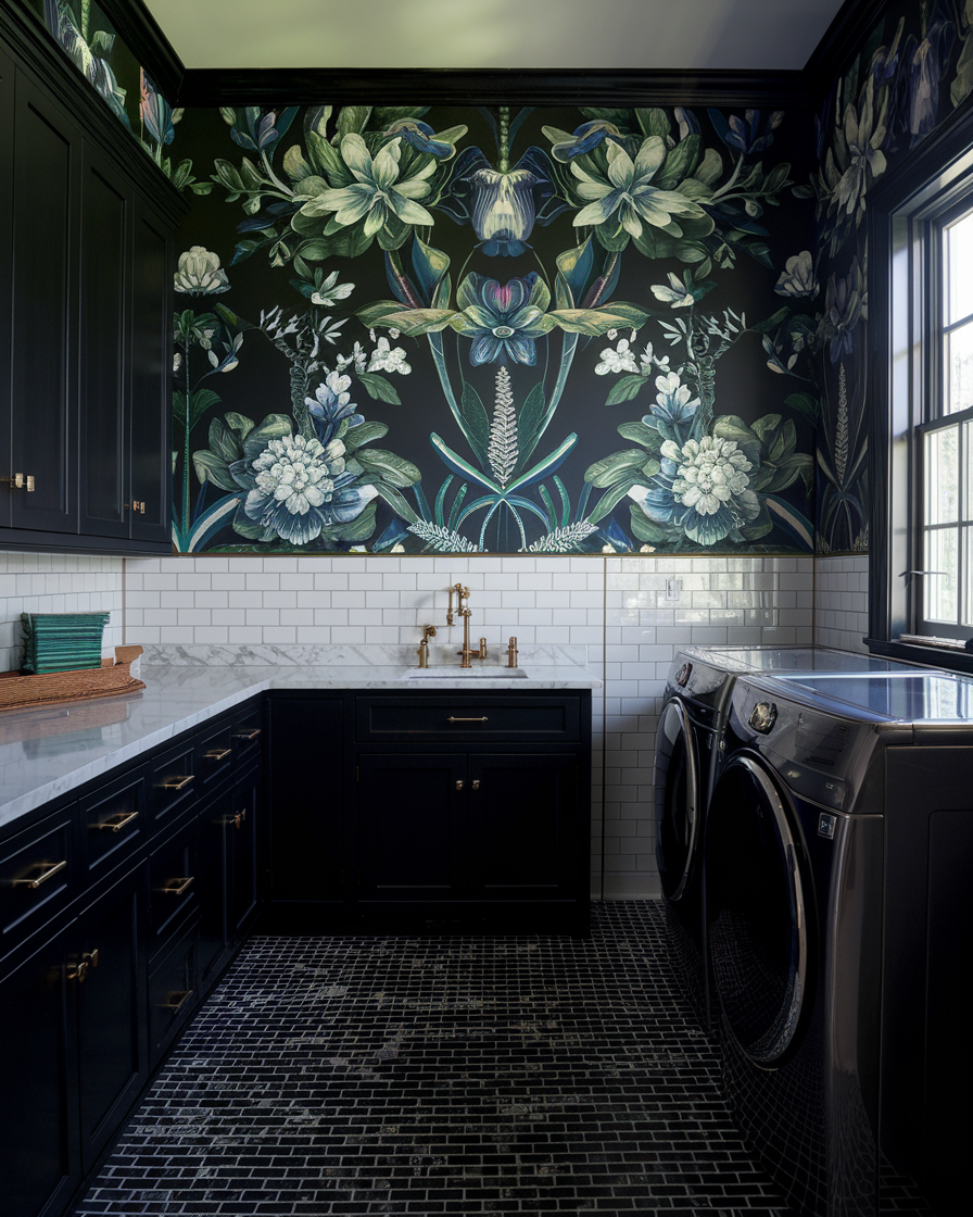 Dramatic Flair with Oversized Floral Wallpaper