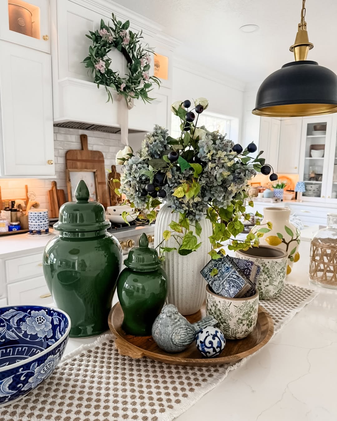Bold Green Ginger Jars for Kitchen Counter Color