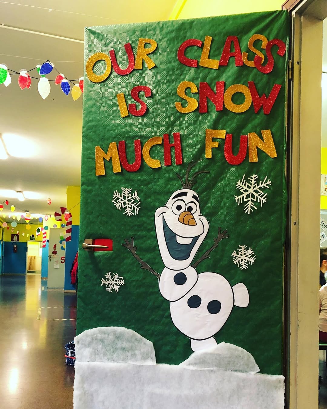 Olaf The Snowman Door with Glittery Message