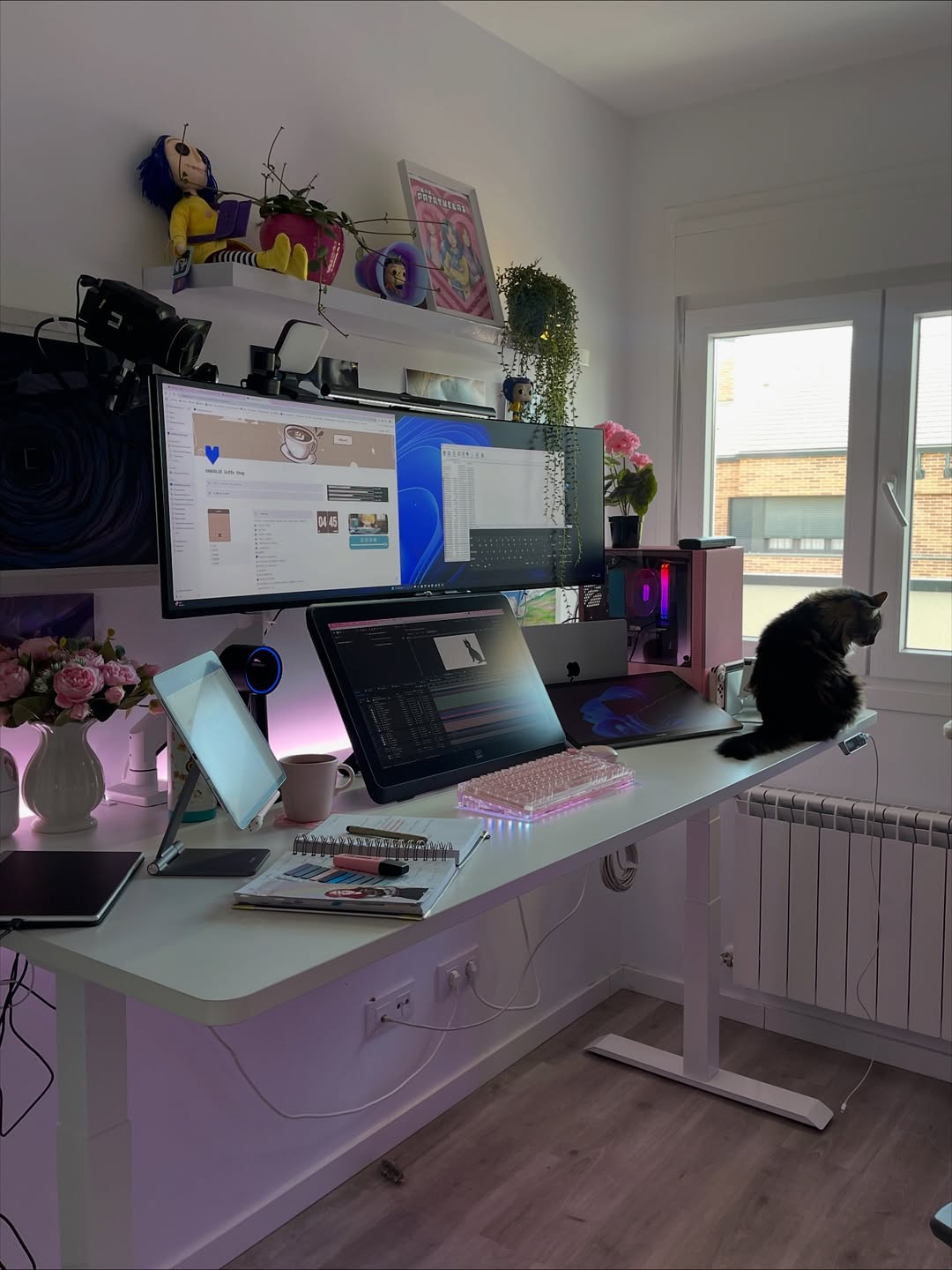 Adjustable Desk With Integrated LED Lighting