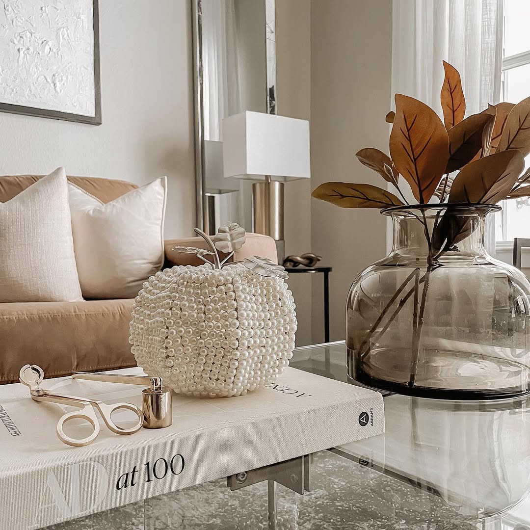 Pearl-Covered Pumpkin Adds Textured Fall Whimsy