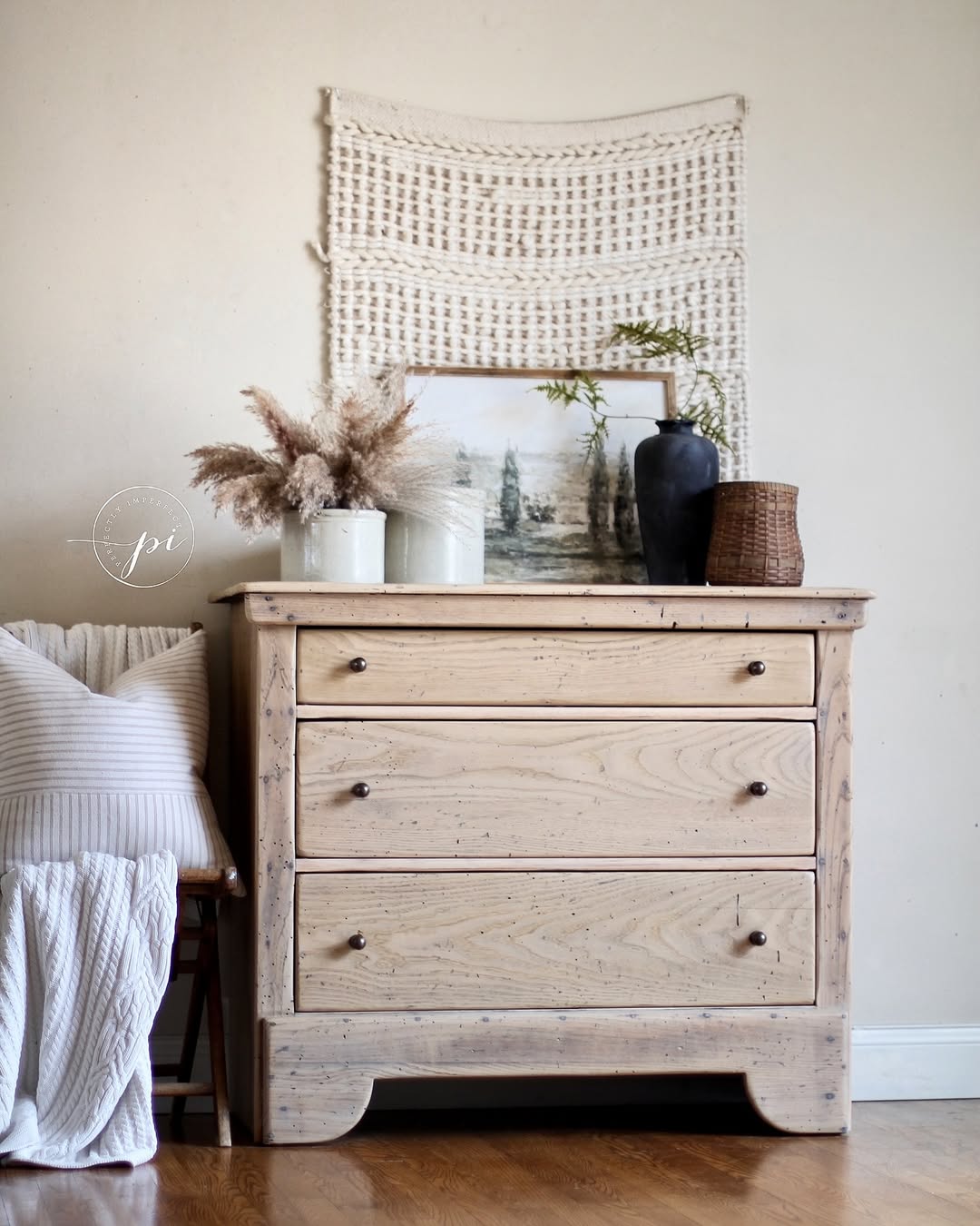 Woven Wall Hanging Adds Cozy Layer Above Dresser